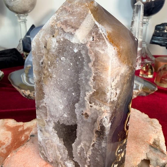 ✨ Agate Druzy Geode Tower — Extra Grade | Sparkly Quartz | Natural Banding ✨ - Picture 4 of 11